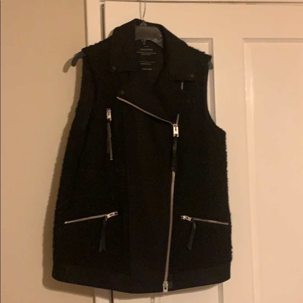 All Saints Moto Motorcycle Wool Vest women’s